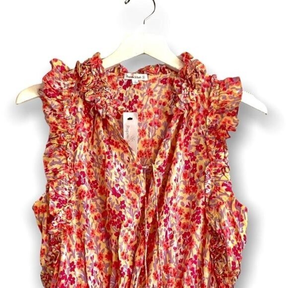 NWT Poupette St Barth Dress, Triny Floral Ruffle-Trim Tassel Mini dress - Picture 4 of 12